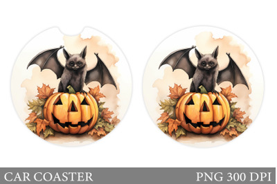 Halloween Car Coaster. Bat Pumpkin Car Coaster Design