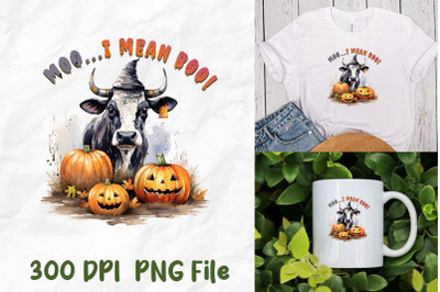 Moo I Mean Boo Halloween Cow Pumpkin