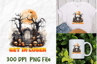 Get In Loser Halloween Pumpkin Tombstone