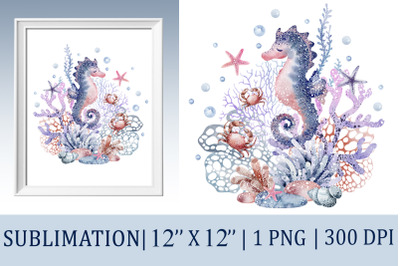 Sublimation Seahorse | Sublimation Sea Watercolor