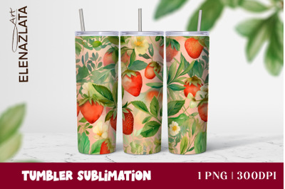 Strawberries Tumbler Wrap | Summer Flowers 20oz Tumbler