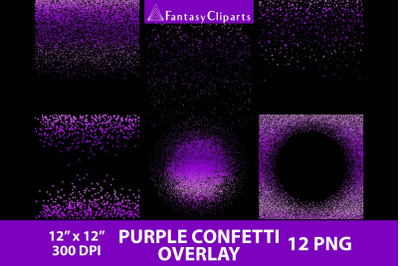 Purple Confetti Overlay Clipart | Lilac Confetti Overlays
