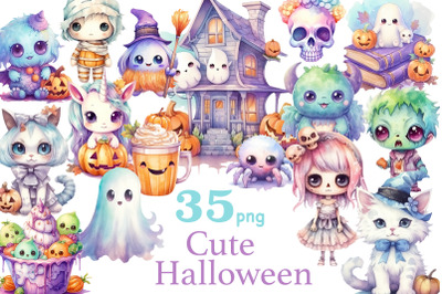 Cute Halloween Clipart Bundle | Little Monsters Clipart