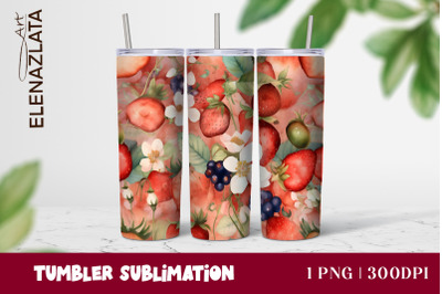 Strawberries Tumbler Wrap Summer Flowers 20oz Tumbler