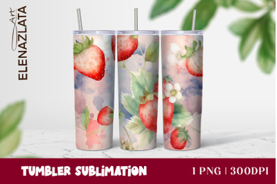 Strawberries Tumbler Wrap Summer Flowers 20oz Tumbler