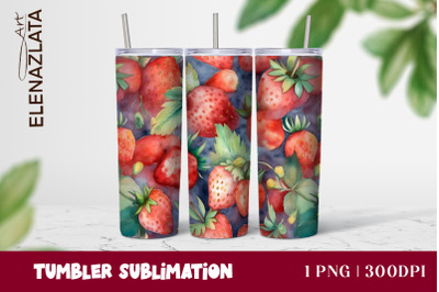 Strawberries Tumbler Wrap Summer Flowers 20oz Tumbler