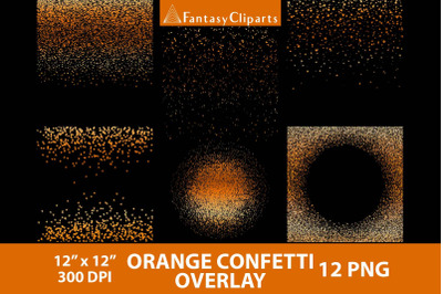 Orange Confetti Overlay Clipart | Apricot Confetti Overlays