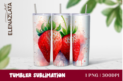 Strawberries Tumbler Wrap Summer Flowers 20oz Tumbler