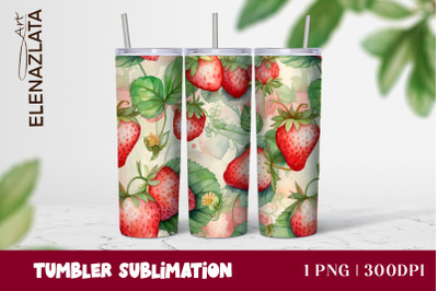 Strawberries Tumbler Wrap Summer Flowers 20oz Tumbler