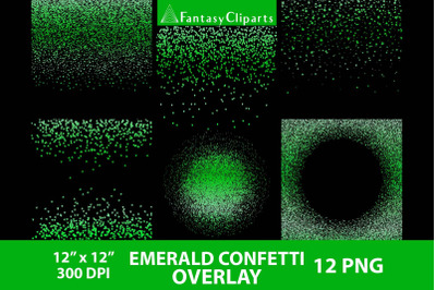 Emerald Confetti Overlay Clipart | Green Confetti Overlays