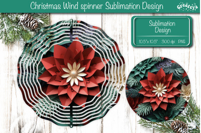 Round Christmas Poinsetta wind spinner Sublimation designs PNG