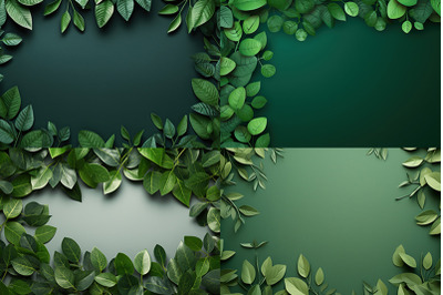 Mock up Inside out design Green leaves on a paper background