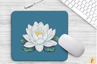 Simple Elegant White Lotus Mouse Pad