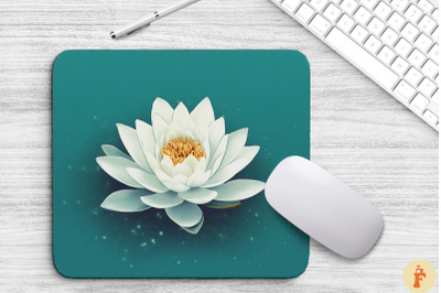 Simple Elegant White Lotus Mouse Pad