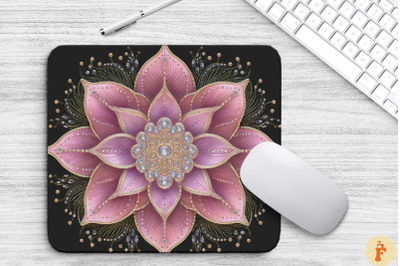 Mandala Lotus Flower With Crystals