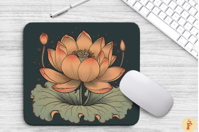 Vintage Lotus Floral Mouse Pad Design