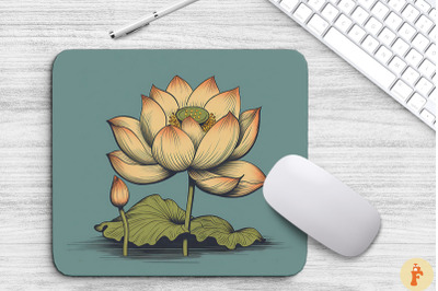 Vintage Lotus Floral Mouse Pad Design