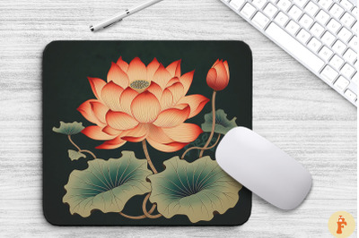 Vintage Lotus Floral Mouse Pad Design