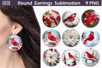 Cardinal Round Earrings Bundle