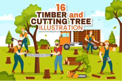 16 Chopping Timber and Cutting Tree Illustration