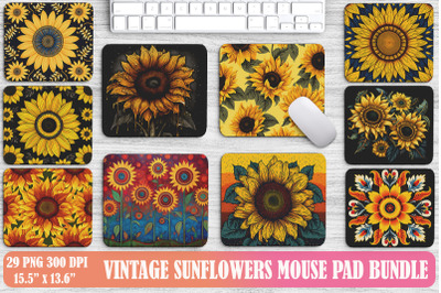 Vintage Sunflower Art Mouse Pad Design Bundle