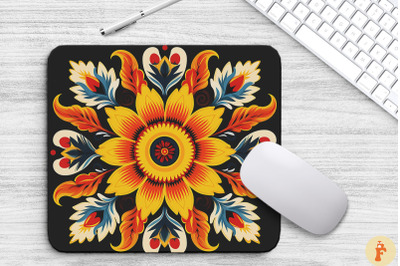 Folk Style Sunflower Mouse Pad