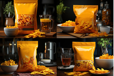Premium Snack Packaging Mockup with yellow Color