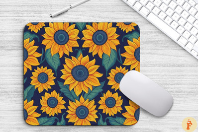 Folk Art Sunflowers Pattern Mouse Pad