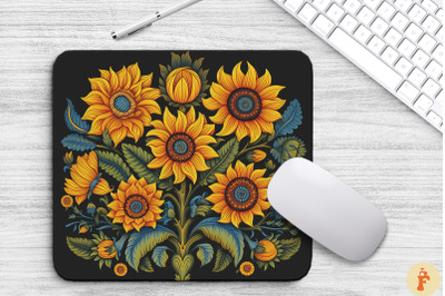 Scandinavian Folk Art Style Sunflowers