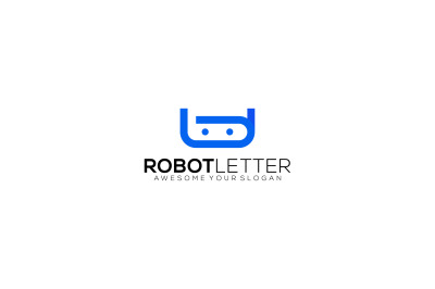 letter u robot vector template design logo