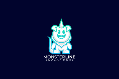 monster lion lineart vector template design logo