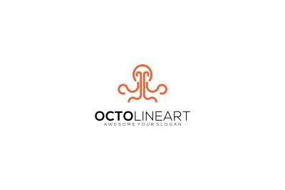 octopus lineart vector template design logo