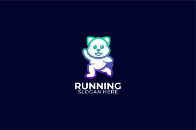 running bear lineart vector template design logo