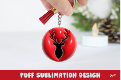3D Puff Christmas Keychain. 3D Inflated Design.