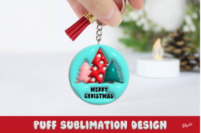 3D Inflated Design. Round Keychain PNG