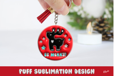 Christmas Ornament Sublimation. 3D Puff Reindeer PNG