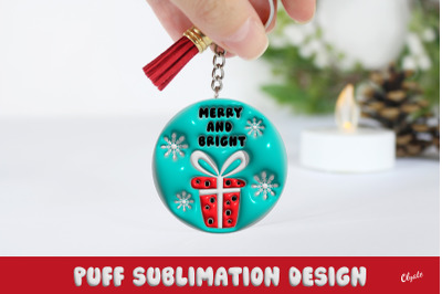 Christmas Keychain. 3D Puff. 3D Inflated. Merry And Bright