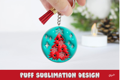 Christmas Keychain PNG. 3D Inflated Christmas Tree