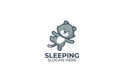 sleeping cat vector template design logo