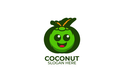 smiling face coconut vector template design logo