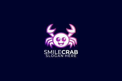 smiling face crab vector template design logo