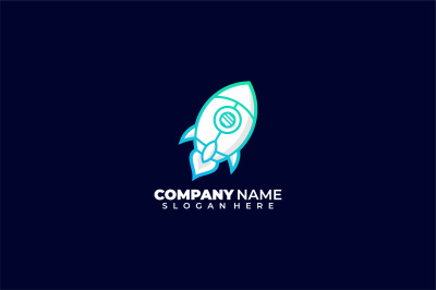 space rocket lineart vector template design logo