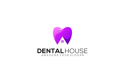 tooth house vector template design logo