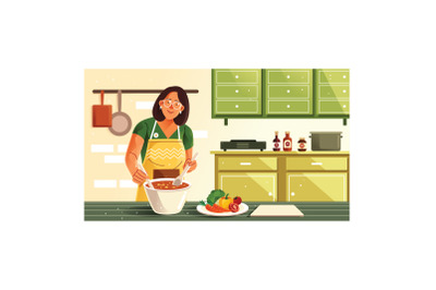 Mom&#039;s Love in Every Meal Illustration