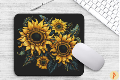 Tribal Art Large Sunflowers Mouse Pad