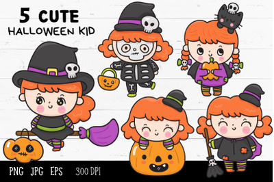 Halloween witch girl kawaii clipart spooky cartoon