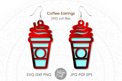 Coffee Earrings SVG cut file, coffee cup earring