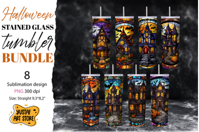 Halloween tumbler bundle. 8 halloween stained glass design