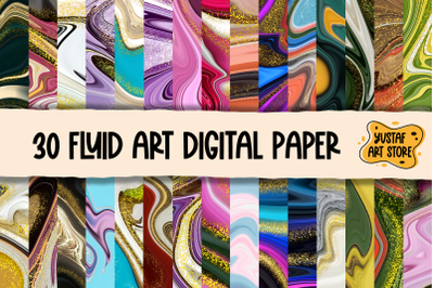 Fluid art digital paper. 30 liquid pattern background bundle