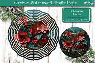 3D Wind Spinner sublimation Christmas Flower wind spinner Poinsetta